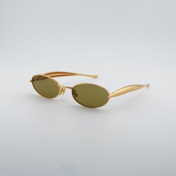 Bottega Veneta Accessories - Bottega Veneta BV1386S 006 Sunglasses Gold Frame, Green Lenses